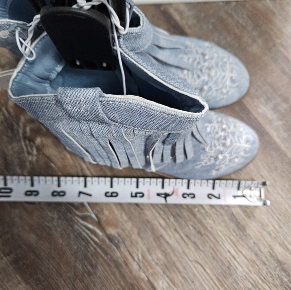 Cowboy Boots Kids Sz 11 Blue Denim With Fringe By Pawz - Picture 12 of 12